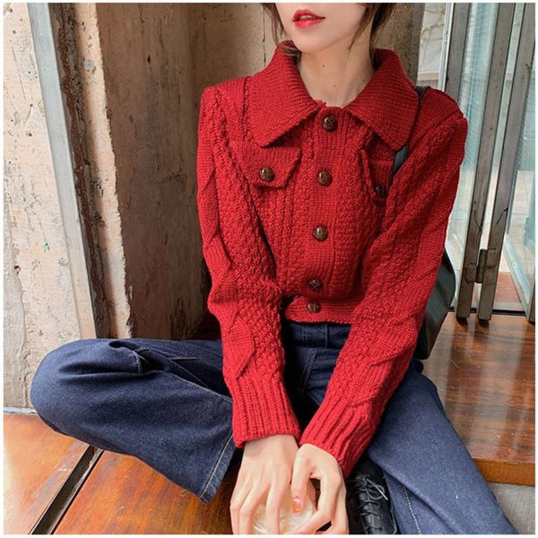 women's sweaters sweatersloose outer wear twist short red sweater cardigan women's autumn and winter lazy wind thickened knitting, White;black
women's sweaters sweatersloose outer wear twist short red sweater cardigan women's autumn and winter lazy wind thickened knitting, White;black