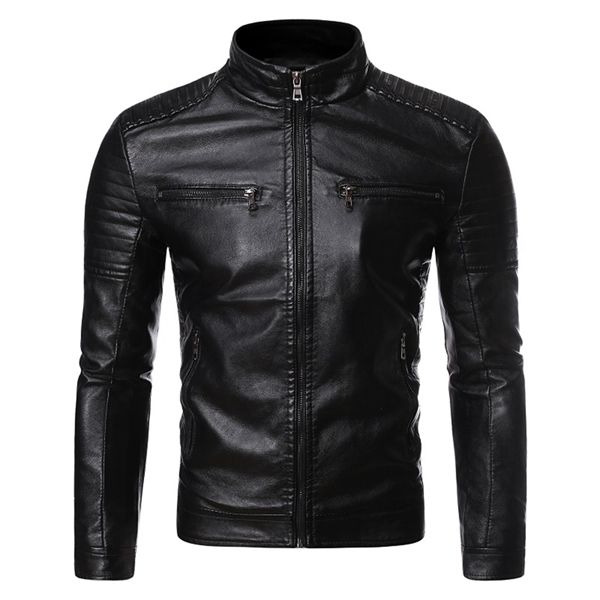 2021 autumn and winter new fashion trend zipper pocket motorcycle stand collar slim ruched men's leather jacket x0621, Black;brown
2021 autumn and winter new fashion trend zipper pocket motorcycle stand collar slim ruched men's leather jacket x0621, Black;brown