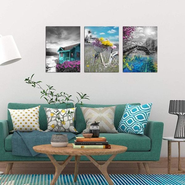 paintings modern cabin lake flowers bicycle landscape painting, 3 panels canvas can decor bedroom living home office
paintings modern cabin lake flowers bicycle landscape painting, 3 panels canvas can decor bedroom living home office