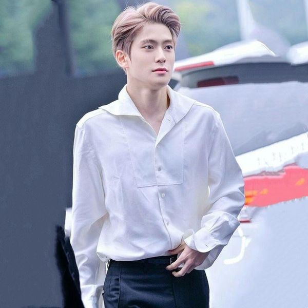 men's casual shirts 2021 spring and summer french lapel shirt gentleman elegant long sleeve, White;black
men's casual shirts 2021 spring and summer french lapel shirt gentleman elegant long sleeve, White;black