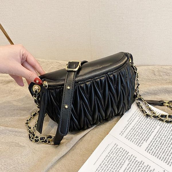 fashion waist bag casual women chest pleated round belt chain shoulder bags female pu leather fanny pack
fashion waist bag casual women chest pleated round belt chain shoulder bags female pu leather fanny pack
