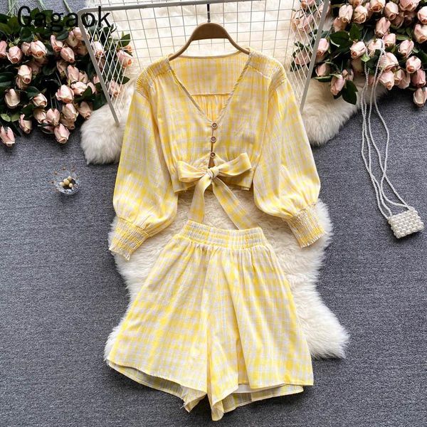 women's tracksuits gagaok sweet women two piece set 2021 spring autumn casual wild chic fashion korean plaid outfits navel shirts + sho, Gray
women's tracksuits gagaok sweet women two piece set 2021 spring autumn casual wild chic fashion korean plaid outfits navel shirts + sho, Gray