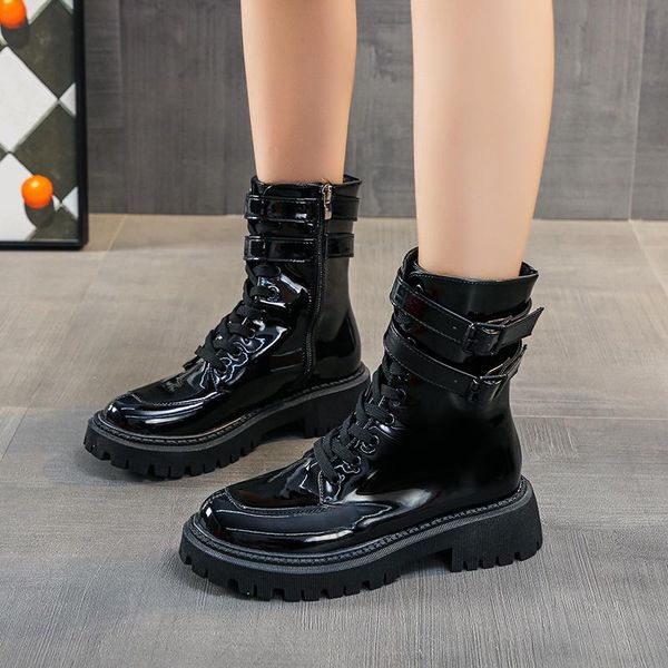 boots autumn women winter black leather platform double buckle punk combat ankle fashion thicken botas de mujer
boots autumn women winter black leather platform double buckle punk combat ankle fashion thicken botas de mujer