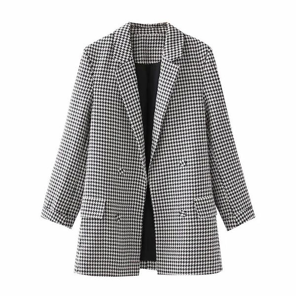 women's suits & blazers dylqfs 2021 women elegant houndstooth double breasted suit female vintage loose office lady no buttonhole blaze, White;black
women's suits & blazers dylqfs 2021 women elegant houndstooth double breasted suit female vintage loose office lady no buttonhole blaze, White;black