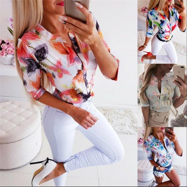 women's blouses & shirts 2021 fashion women flowers half sleeve slim ol ladies plain button blouse v-neck single breasted, White
women's blouses & shirts 2021 fashion women flowers half sleeve slim ol ladies plain button blouse v-neck single breasted, White