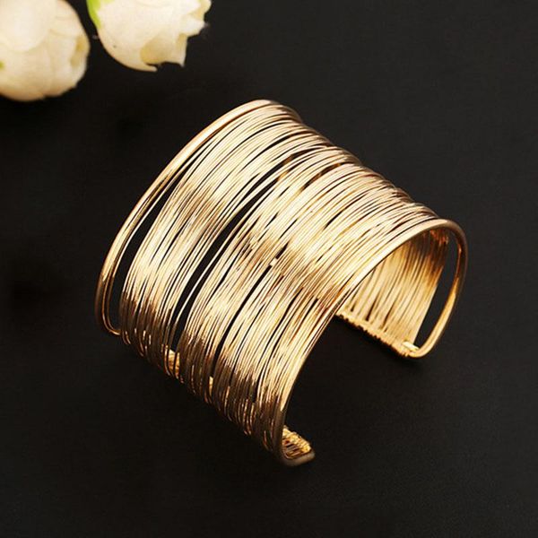 bangle punk multilayer metal wires strings bracelets bangles for women gold silver color wide open cuff fashion jewelry gift, Black
bangle punk multilayer metal wires strings bracelets bangles for women gold silver color wide open cuff fashion jewelry gift, Black