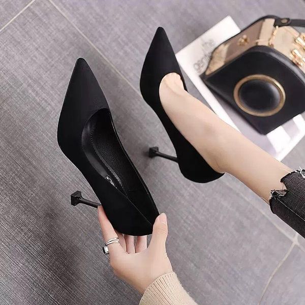 dress shoes women heels 2021 spring high women's heel red girl chaussure femme zapatos mujer, Black