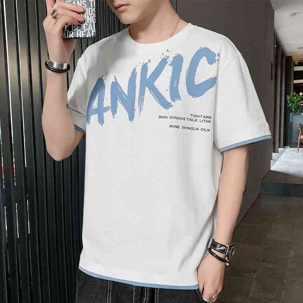 cotton t-shirt short 2021 new summer white half sleeve men's t-shirt trendy student clothes, White;black
cotton t-shirt short 2021 new summer white half sleeve men's t-shirt trendy student clothes, White;black