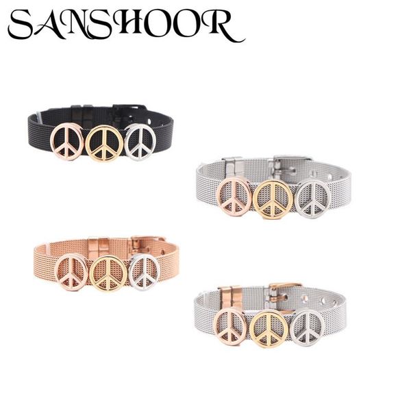charm bracelets sanshoor women diy mesh bracelet bangles with rose gold silver plated peace pattern slides charms for fashion style, Golden;silver
charm bracelets sanshoor women diy mesh bracelet bangles with rose gold silver plated peace pattern slides charms for fashion style, Golden;silver