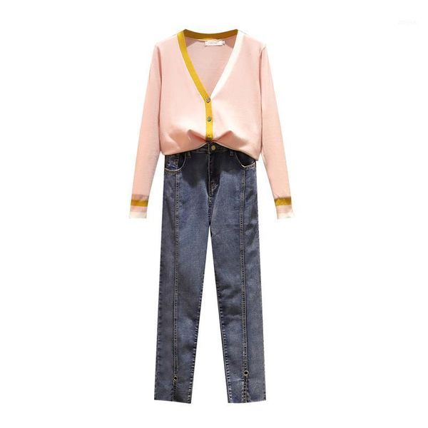 two piece dress big yards plus size -4xl suit knitting striped v neck sweater denim trousers jeans women fall winter leisure outfit casual, White
two piece dress big yards plus size -4xl suit knitting striped v neck sweater denim trousers jeans women fall winter leisure outfit casual, White