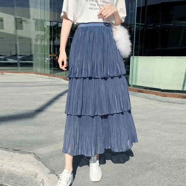 skirts female silk touch multi-layered cakee maxi elastic waist pleated a-line tiered ankle long skirts, Black
skirts female silk touch multi-layered cakee maxi elastic waist pleated a-line tiered ankle long skirts, Black