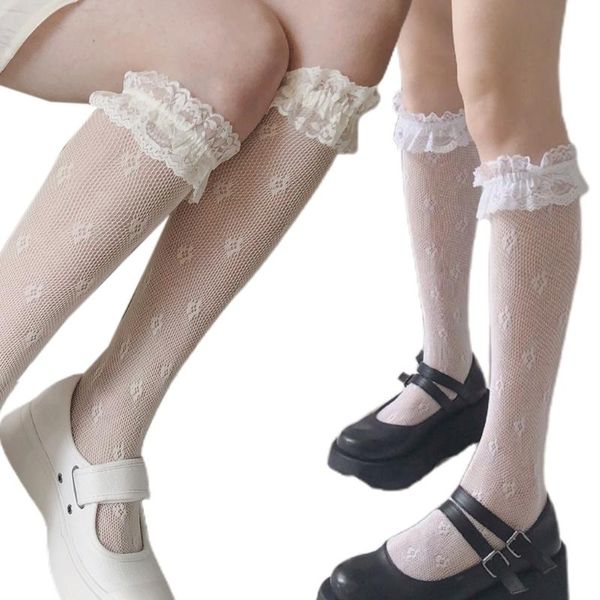 men's socks p8db women girls lolita hollow lace knee high long sweet ruffles trim transparent floral jacquard mesh fishnet kawaii, Black
men's socks p8db women girls lolita hollow lace knee high long sweet ruffles trim transparent floral jacquard mesh fishnet kawaii, Black