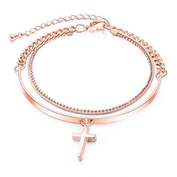 link charm korean fashion style chain cross pendant double layer bracelet, Golden;silver
link charm korean fashion style chain cross pendant double layer bracelet, Golden;silver