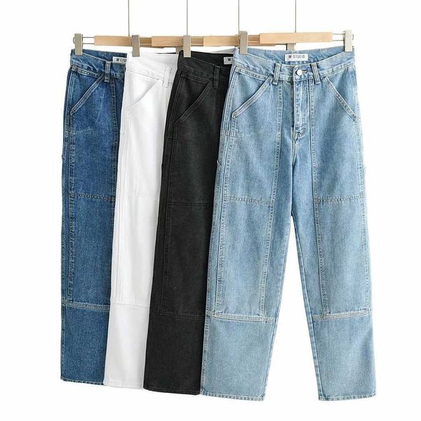 fashion jeans loose and thin stitching high waist wide leg women's straight pants in autumn 2021, Blue
fashion jeans loose and thin stitching high waist wide leg women's straight pants in autumn 2021, Blue