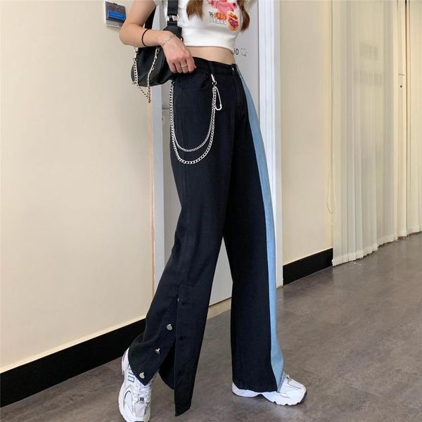 hiphop chic women denim jeans harajuku high waist black and blue patchwork split straight pants long trousers punk streetwear women's
hiphop chic women denim jeans harajuku high waist black and blue patchwork split straight pants long trousers punk streetwear women's
