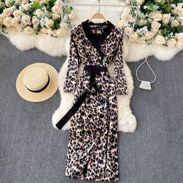 retro leopard print dress women v neck long sleeve sashes slim dresses autumn fashion streetwear split midi casual, Black;gray
retro leopard print dress women v neck long sleeve sashes slim dresses autumn fashion streetwear split midi casual, Black;gray