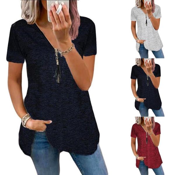 women's blouses & shirts bluses for women v-neck loose zipper tank casual solid color short sleeve femme clothing female blusas, White
women's blouses & shirts bluses for women v-neck loose zipper tank casual solid color short sleeve femme clothing female blusas, White