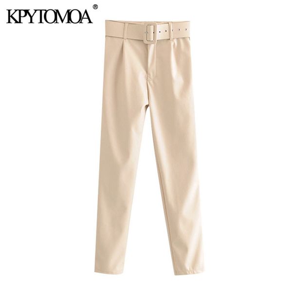 women chic fashion with belt pu faux leather pants vintage high waist zipper fly female ankle trousers mujer 210416, Black;white
women chic fashion with belt pu faux leather pants vintage high waist zipper fly female ankle trousers mujer 210416, Black;white