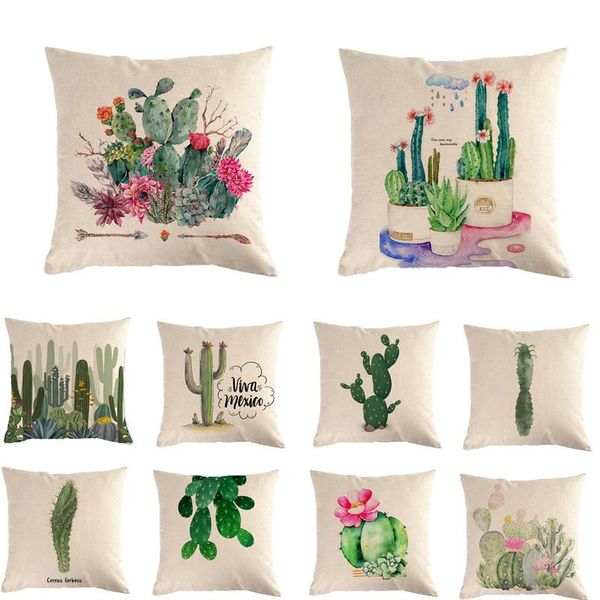 

cushion/decorative pillow cactus succulent plants printed cushion cover linen/cotton home decor bedroom decorative car seat throw for sofa