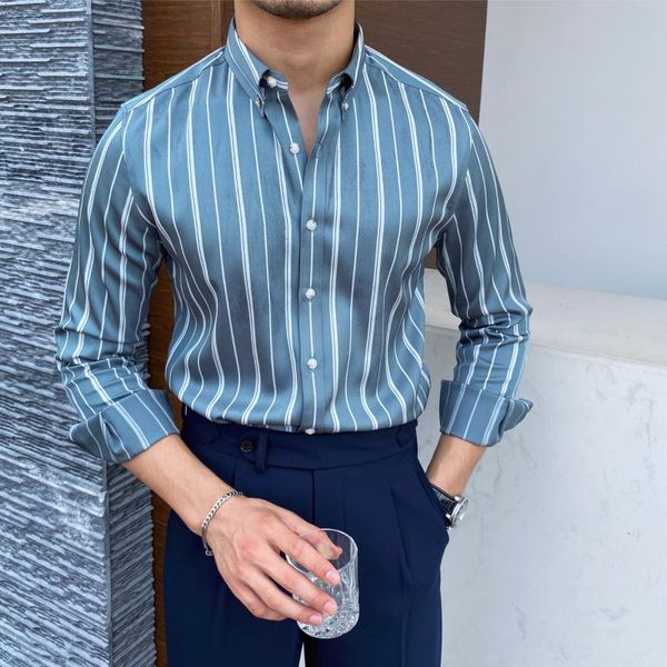 men's casual shirts 2021 summer men business striped shirt long sleeve slim fit hairstylist office tuxedo stripe social plus size, White;black
men's casual shirts 2021 summer men business striped shirt long sleeve slim fit hairstylist office tuxedo stripe social plus size, White;black