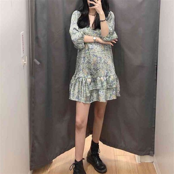 summer women's casual flower printed v-neck lantern sleeve ruffled loose dress 210430, Black;gray
summer women's casual flower printed v-neck lantern sleeve ruffled loose dress 210430, Black;gray