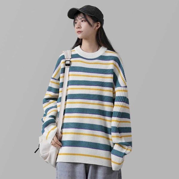 round neck sweater korean version of the retro hong kong style striped female students loose versatile long-sleeved 210526, White;black
round neck sweater korean version of the retro hong kong style striped female students loose versatile long-sleeved 210526, White;black