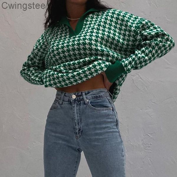 women's sweaters houndstooth print y2k green knit autumn turn-down neck loose pullovers fairycore grunge knitwear, White;black
women's sweaters houndstooth print y2k green knit autumn turn-down neck loose pullovers fairycore grunge knitwear, White;black