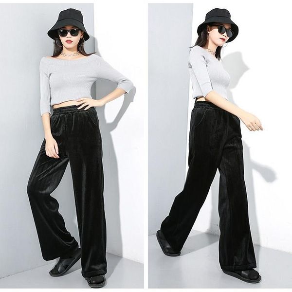 women's pants & capris women fashion long elastic waist velour loose velvet trousers, Black;white
women's pants & capris women fashion long elastic waist velour loose velvet trousers, Black;white