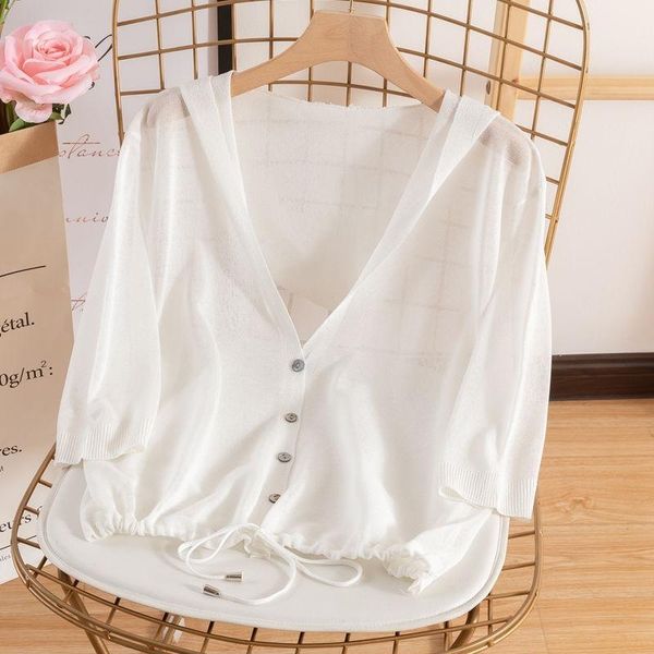 women 2021 spring summer 3/4 sleeve knitted cardigan korean button up hooded jacket ice silk sweater thin sunscreen y89 women's jacket, Black;brown
women 2021 spring summer 3/4 sleeve knitted cardigan korean button up hooded jacket ice silk sweater thin sunscreen y89 women's jacket, Black;brown