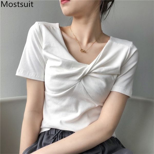 summer stylish women t shirt short sleeve v-neck cross-criss tees korean fashion casual slim solid t-shirt femme 210513, White
summer stylish women t shirt short sleeve v-neck cross-criss tees korean fashion casual slim solid t-shirt femme 210513, White