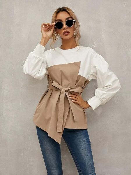 women's blouses & shirts 2021 shirt contrast color patchwork women clothing oversized hawaiian irregular belted, White
women's blouses & shirts 2021 shirt contrast color patchwork women clothing oversized hawaiian irregular belted, White