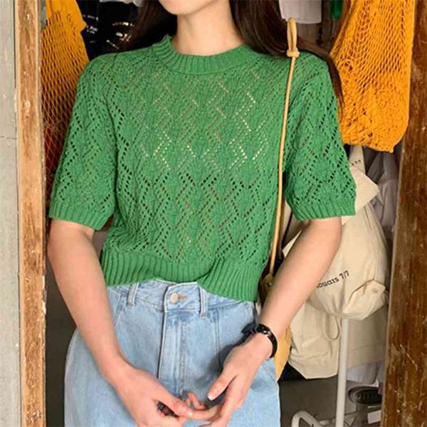 korea chic summer wild round neck green pullover hollow thin puff sleeve sweater women 210529, White
korea chic summer wild round neck green pullover hollow thin puff sleeve sweater women 210529, White