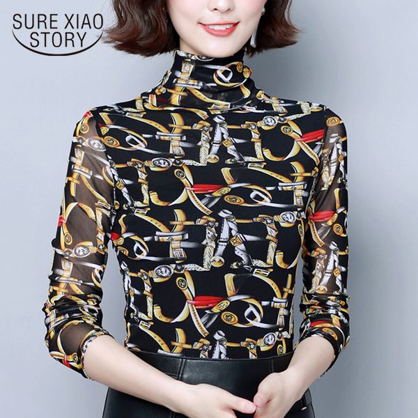 print bottom shirt ladies mesh slim blouses turtleneck plus size women long sleeve shirts 6204 50 210417, White
print bottom shirt ladies mesh slim blouses turtleneck plus size women long sleeve shirts 6204 50 210417, White