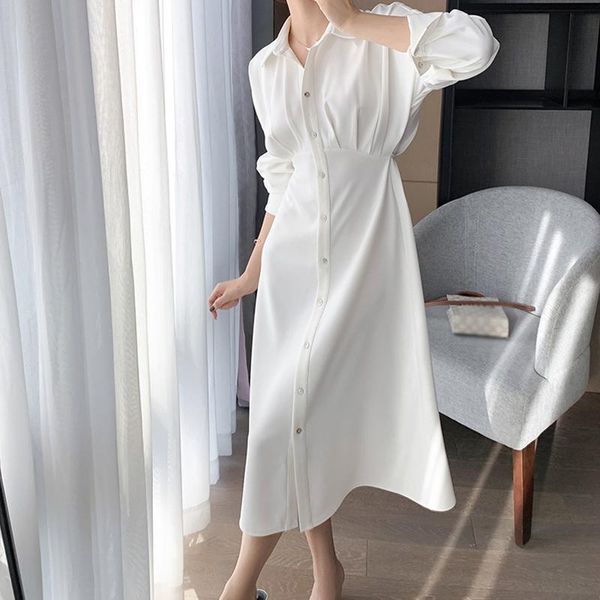casual dresses 2021 summer lady blouse dress female pure color chiffon long white design elegant korean version, Black;gray
casual dresses 2021 summer lady blouse dress female pure color chiffon long white design elegant korean version, Black;gray