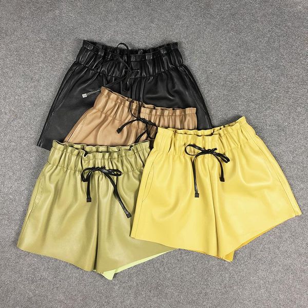 women's pants & capris 2021 spring genuine wide-leg fashion real leather elastic waist short b397, Black;white
women's pants & capris 2021 spring genuine wide-leg fashion real leather elastic waist short b397, Black;white