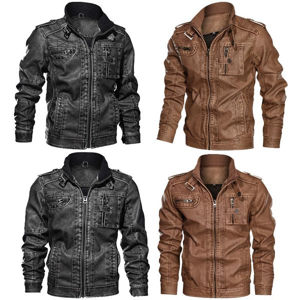 men's jackets 2021 trendy autumn winter sports outerwear mens stand motorcycle leather zipper solid jacket male moto biker retro coats, Black;brown
men's jackets 2021 trendy autumn winter sports outerwear mens stand motorcycle leather zipper solid jacket male moto biker retro coats, Black;brown