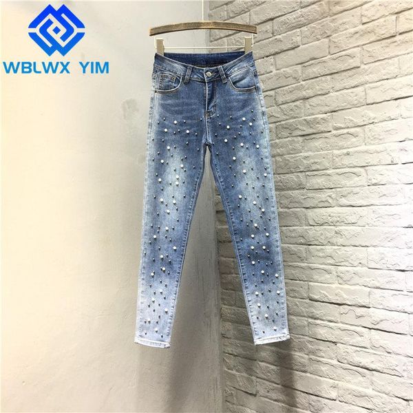 high waist jeans women fashion beaded washed female loose plus size stretch slim denim pencil pants streetwear women's, Blue
high waist jeans women fashion beaded washed female loose plus size stretch slim denim pencil pants streetwear women's, Blue