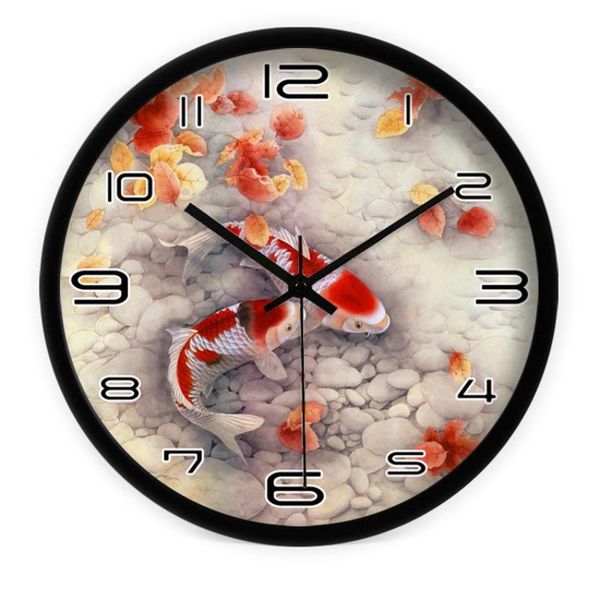wall clocks modern art carp pattern household clock creative office fish