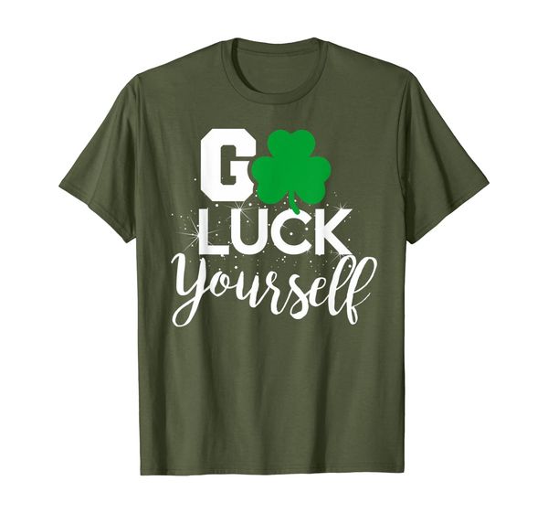 creative go luck yourself funny st. paddy's day t-shirt, White;black