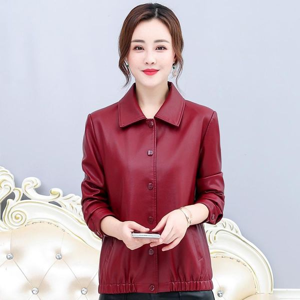 women's leather & faux 2021 autumn soft jacket women solid turn-down collar coat casual single breasted outerwear high quality, Black
women's leather & faux 2021 autumn soft jacket women solid turn-down collar coat casual single breasted outerwear high quality, Black