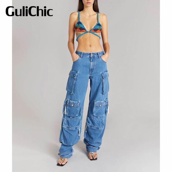 women's jeans 7.14 high end quality fashion waist more than a pocket wide leg straight women, Blue
women's jeans 7.14 high end quality fashion waist more than a pocket wide leg straight women, Blue
