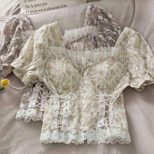elegant sweet lace shirt and blouse rops square neck design bandage waist thin vintage women's summer women clothes 210420, White
elegant sweet lace shirt and blouse rops square neck design bandage waist thin vintage women's summer women clothes 210420, White