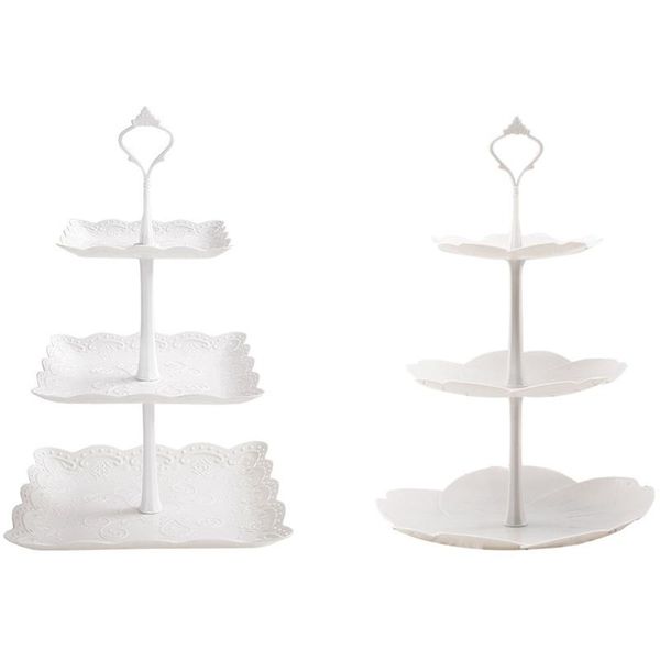 three tiers white cake display stand, plastic square stand fruit plate, dessert for birthday party baking & pastry tools
three tiers white cake display stand, plastic square stand fruit plate, dessert for birthday party baking & pastry tools