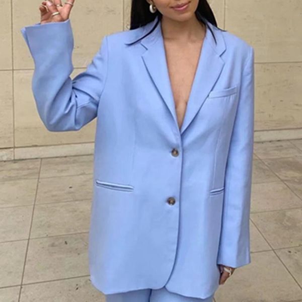 women's suits & blazers arrivals women solid candy blue blazer coat vintage notched collar pocket fashion female oversized casual chic, White;black
women's suits & blazers arrivals women solid candy blue blazer coat vintage notched collar pocket fashion female oversized casual chic, White;black