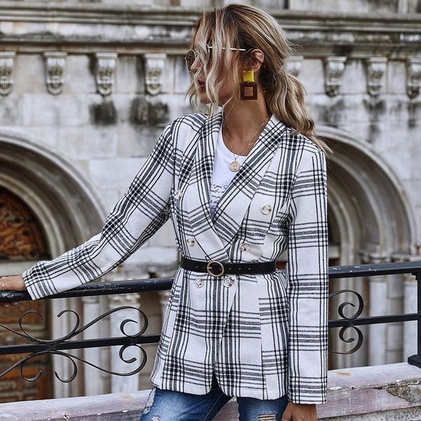 women's suits & blazers european and american british slim-fitting plaid coat double-breasted small suit jacket 2021women's long-s, White;black
women's suits & blazers european and american british slim-fitting plaid coat double-breasted small suit jacket 2021women's long-s, White;black