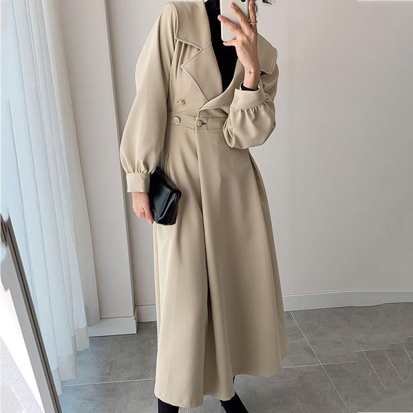 women's trench coats korean chic french temperament suit collar side buttoned waist slimming long sleeves over the knee windbreaker jac, Tan;black
women's trench coats korean chic french temperament suit collar side buttoned waist slimming long sleeves over the knee windbreaker jac, Tan;black