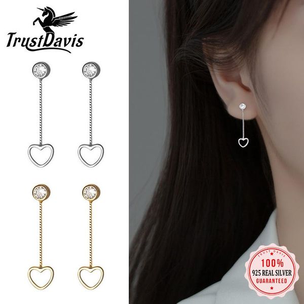 stud trustdavis genuine 925 sterling silver fashion romantic heart cz chain earring for women valentine's day jewelry da2362, Golden;silver
stud trustdavis genuine 925 sterling silver fashion romantic heart cz chain earring for women valentine's day jewelry da2362, Golden;silver