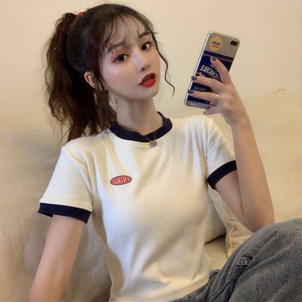 women's t-shirt cotton sleeve summer dress korean ins fashion slim high waist short tight clothes qogr, White
women's t-shirt cotton sleeve summer dress korean ins fashion slim high waist short tight clothes qogr, White