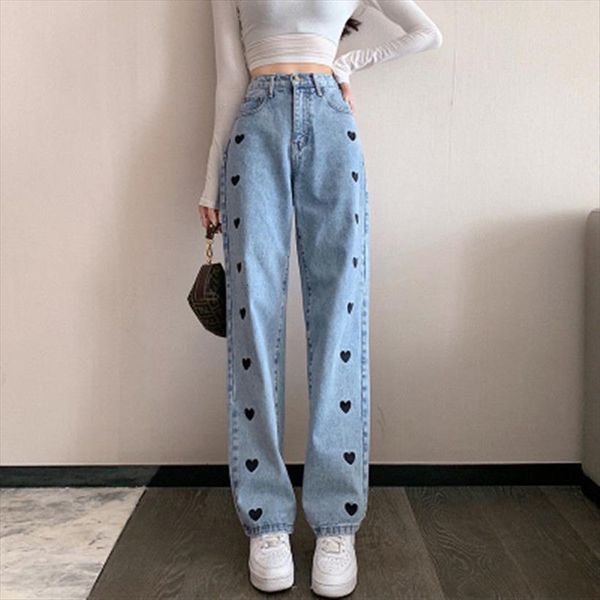 jeans love pattern cowboy womens pants denim trousers loose girls full length high waist all match vintage straight leisure streetwears, Black;white
jeans love pattern cowboy womens pants denim trousers loose girls full length high waist all match vintage straight leisure streetwears, Black;white