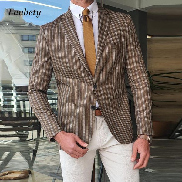 men's jackets fashion informal business men blazer jacket stripe print turn-down collar suit coats casual long sleeve retro slim outerw, Black;brown 
men's jackets fashion informal business men blazer jacket stripe print turn-down collar suit coats casual long sleeve retro slim outerw, Black;brown